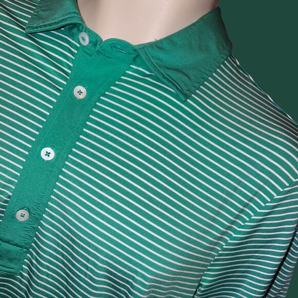 Ralph Lauren RLX Golf Green Striped Polo Cowboys Golf Club Logo Size L - Picture 2 of 6